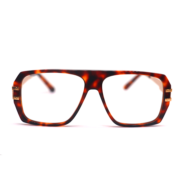 HCO003-Acetate Optical Frame with Patterned Acetate Material, Stainless Steel Metal Temple, Comotec 3-Barrel Hinge High-End Eyewear OEM-3