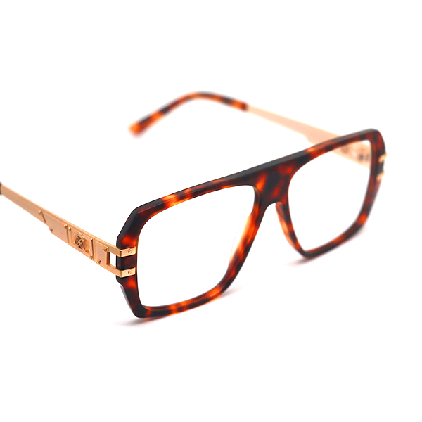 HCO003-Acetate Optical Frame with Patterned Acetate Material, Stainless Steel Metal Temple, Comotec 3-Barrel Hinge High-End Eyewear OEM-4
