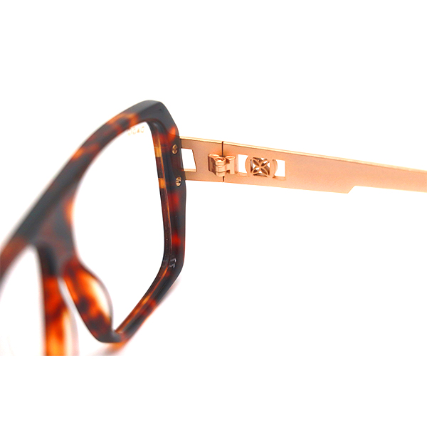 HCO003-Acetate Optical Frame with Patterned Acetate Material, Stainless Steel Metal Temple, Comotec 3-Barrel Hinge High-End Eyewear OEM-5