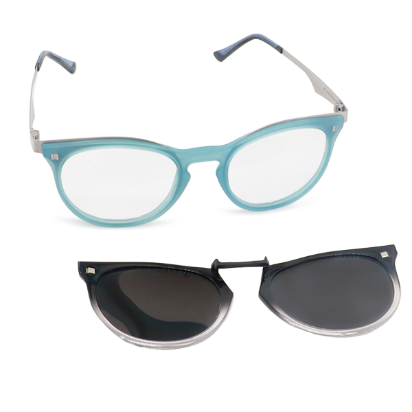 YB220125-Magnet Sunglasses with Injected Plastic Front and Metal Optical Frame Clip-On Sun Lens Eyewear OEMODM-2