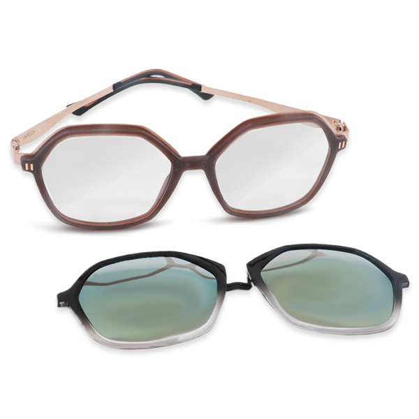 YB220127-Hexagonal Magnet Sunglasses with Injected Plastic Front and Metal Optical Frame Multi-Color Clip-On Sun Lens Eyewear OEMODM-2