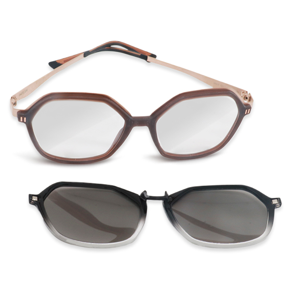 YB220127-Hexagonal Magnet Sunglasses with Injected Plastic Front and Metal Optical Frame Multi-Color Clip-On Sun Lens Eyewear OEMODM-5