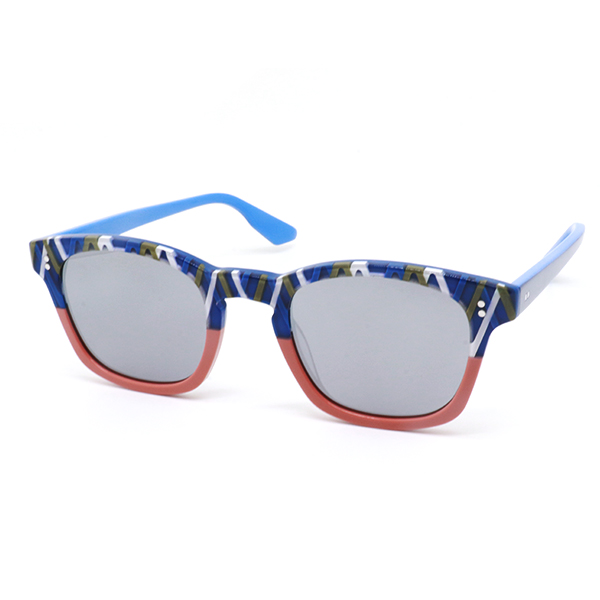 YC0451-Acetate Sunglasses with Comotec 5-Barrel Hinge, Two-Tone Color Design & Metal Pin Detail Dual-Color Laminated Frame Eyewear OEMODM-1