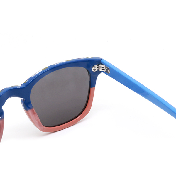 xYC0451-Acetate Sunglasses with Comotec 5-Barrel Hinge, Two-Tone Color Design & Metal Pin Detail Dual-Color Laminated Frame Eyewear OEMODM-3